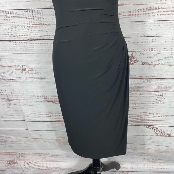 Lauren Ralph Lauren black scoop neck bodycon size 4‎ midi dress - Picture 4 of 10